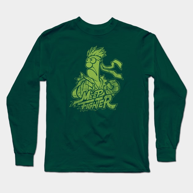 Beaker Meep Green Long Sleeve T-Shirt by Botak Solid Art